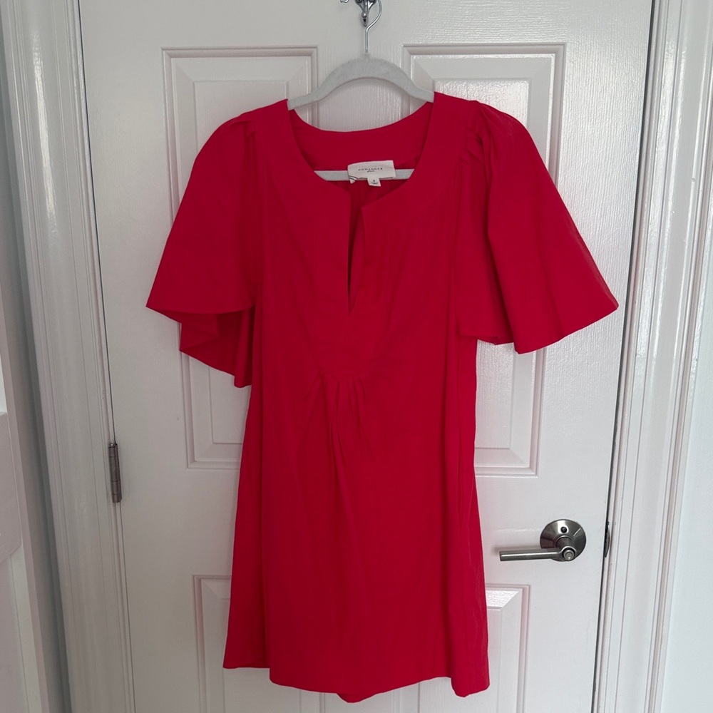 Pomander Place Hot Pink Flutter-Sleeve Mini Dress